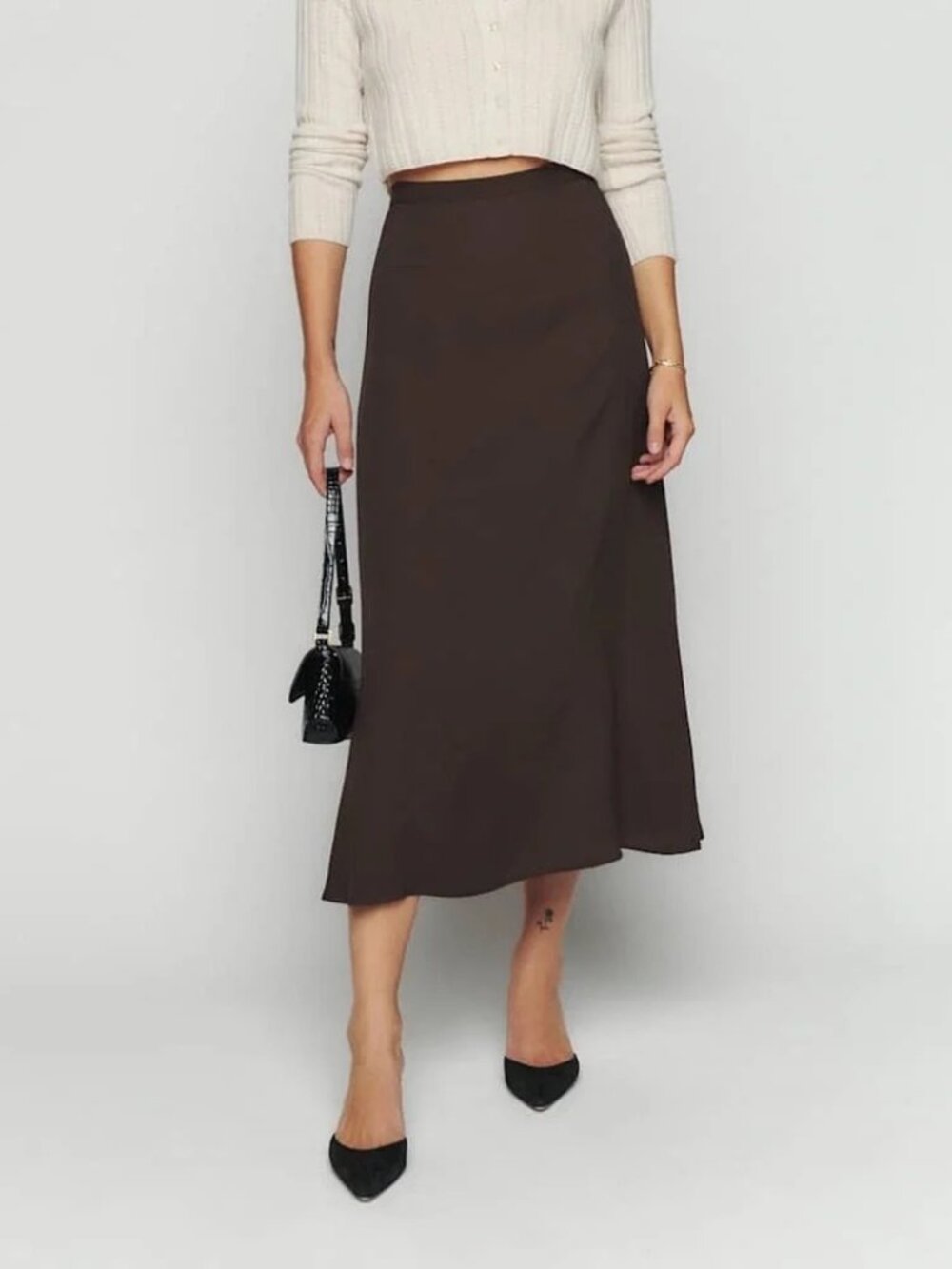 Reformation Bea Skirt in Cafe Brown Size 4